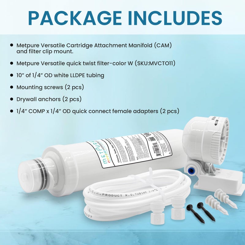 Metpure Versatile Inline MVCTO11-KIT Quick Twist Water Filter 1/4" for Refrigerator, Ice Maker, Coffee Maker, Reduces Bad Taste, Odor, Chlorine in Drinking Water. Complete Kit. - Image 3